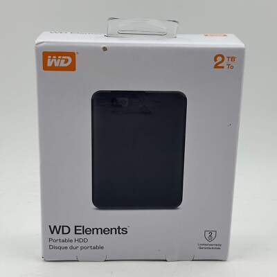 New Western Digital WD Elements Portable 2TB External HDD WDBU6Y0020BBK-WESN