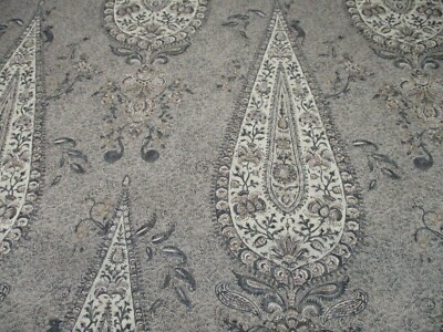 Zoffany Gardinenstoff 'KOYARI PAISLEY' 1 METER GARGOYLE/LEINEN - 100% WOLLE