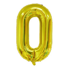 32" Golden Number 0 Foil Balloon