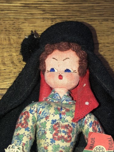 Maria Helena Fabric Hand Crafted Portugal Ethnic Costume Folk Doll 7” Tall /Tags - Picture 5 of 15