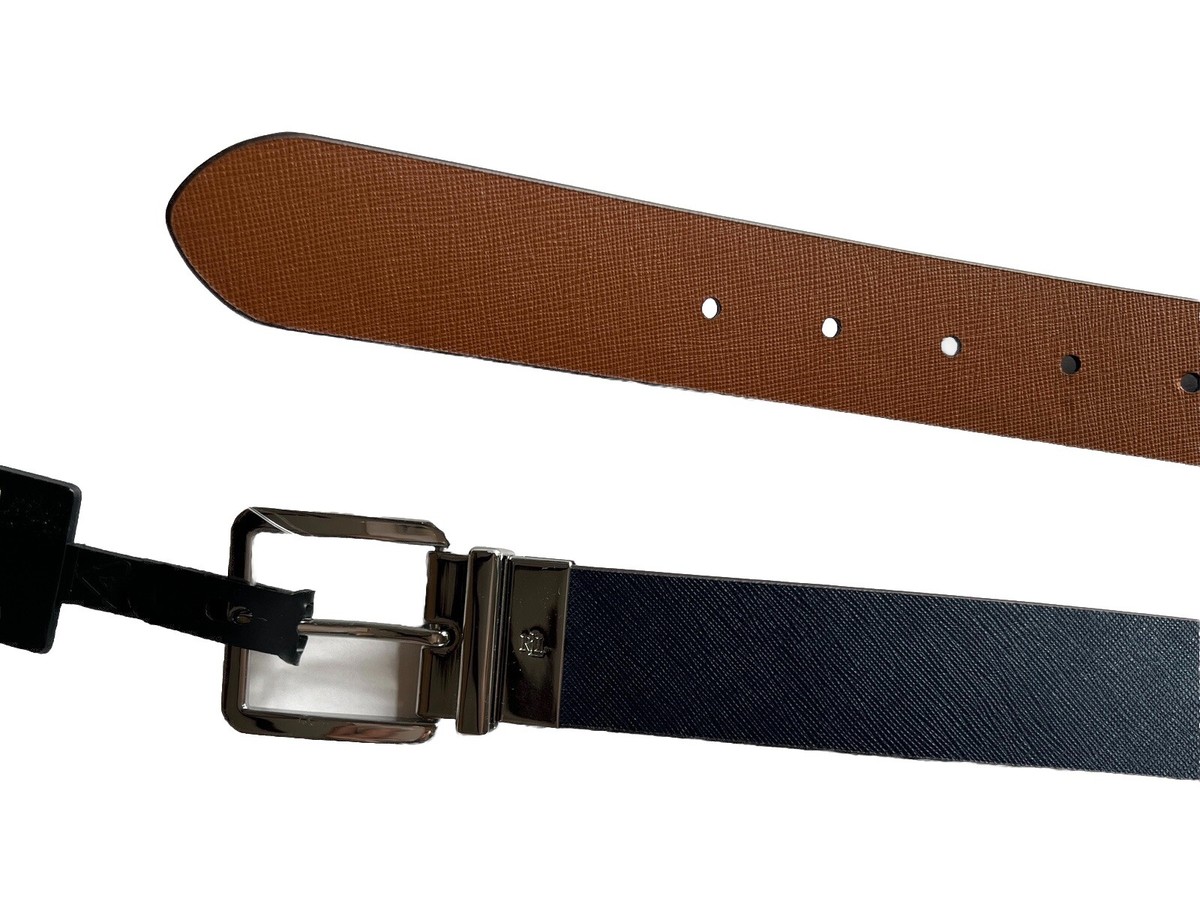 Ralph Lauren Women’s Navy and Tan Reversible Belt Polo Ralph Lauren Leather Reversible Belt Brown Black Brass  main image 4