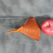 Antique Fully Wooden Curved Hand Fan, Extremely Unusual