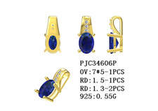 Sterling Silver Semi Mount Pendant Setting Oval OV 7x5mm Round RD 1.5mm