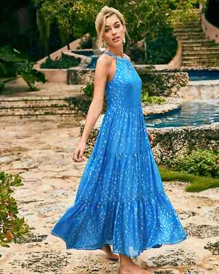 Lilly Pulitzer Dresses | Nwt Lilly Pulitzer Beccalyn Maxi Dress | Color: Blue/Gold | Size: M | Bougie_Beth2018's Closet