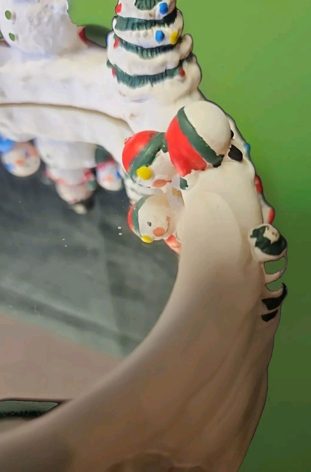 Vintage Music Box With Ice Skating Bear On Pond Rink Christmas