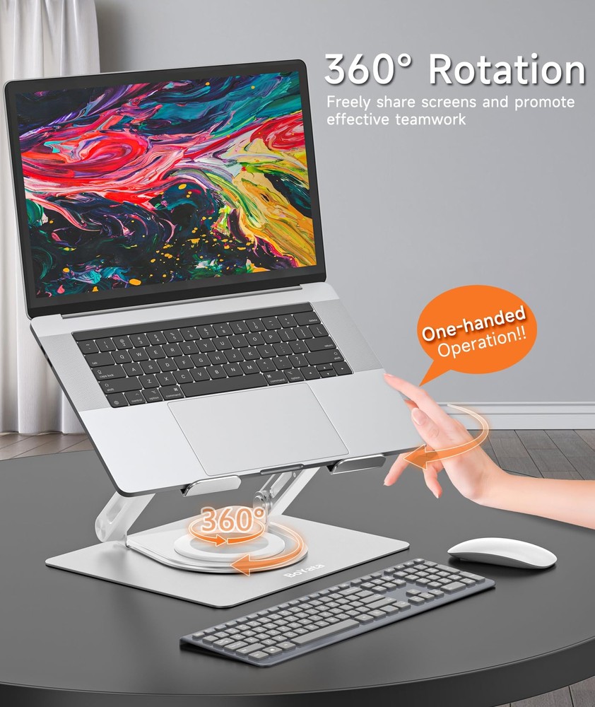 360° Swivel Ergonomic Adjustable Laptop Stand for Desk with Riser