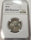 1958-D WASHINGTON 25c QUARTER NGC MS66 #6588431-120