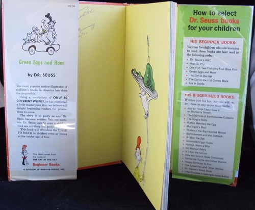 1960 GREEN EGGS and HAM Dr Seuss DJ 1st Ed Early Vintage Dust Jacket PRINTING - Picture 2 of 10
