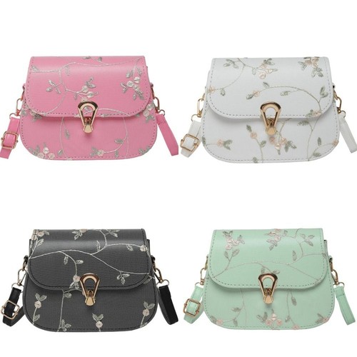 Adjustable Strap Straw Woven Bag Flower Design Crossbody Bag Summer Season