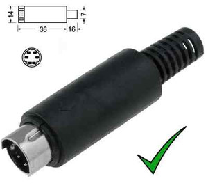 Connettore Mini DIN 5 Poli Maschio Per Volanti - Spina A Saldare In PVC