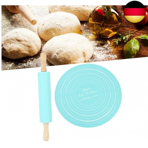 Nudelholz Gebäck Backmatten Set, 33cm Rundes Silikon Teig Knetpad mit 30cm - Bild 8 von 9