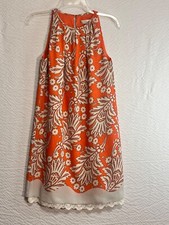 Ann Taylor Loft Women’s Orange Floral Midi Lined Sleeveless Dress Size 2 (BB5-2