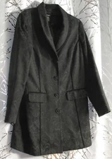 Vintage Field Manor Black Jacquard Jacket Coat Velvet Trim Size L Large