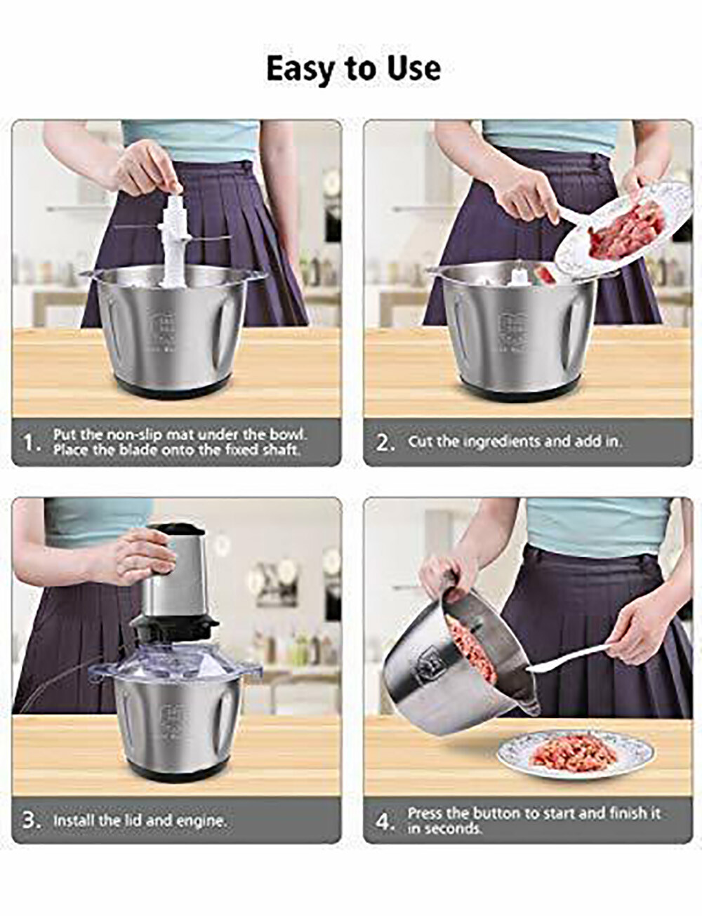 Electric Food processor Blender Mixer Kitchen Meat Fruit Vegetable