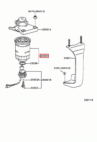 Genuine Toyota LandCruiser 80 Series HZJ 1HZ 4.2 Diesel Fuel Filter - Picture 14 of 20