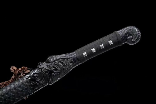 31" Blood Red Damascus Folded Steel Chinese Saber Magic Dragon Knife Sharp - Picture 3 of 10