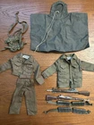 Vintage 1960s GI Joe Clothing Lot Poncho, Uniforms, Ammo Belts, Backpack, Rifles