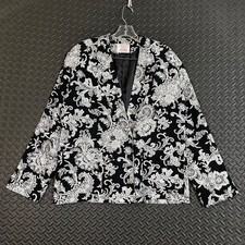 VTG Pendleton Country Sophisticates Petite Black White Floral Blazer Jacket 12