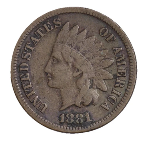1881 Indian Head Cent Good- Very Good Average Circulated Condition Copper Penny