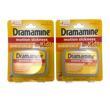 Dramamine Kids Chewable Motion Sickness Relief Grape 8 Count EXP 07/26 - 2 PACK!