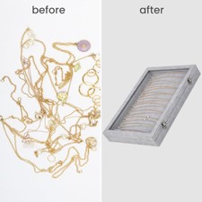 Portagioielli Belle Vous In Velluto Grigio - 12 Scomparti Con Coperchio In Vetro, Espositore Orecchini E Anelli - Foto 4