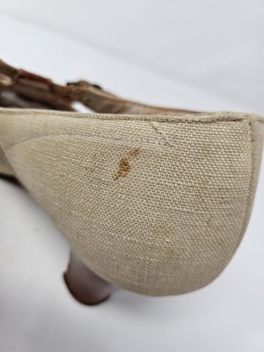 Darling 1930s 40s Pumps Heels Retro Deco Unusual White Cloth and Leather Size 6 - Picture 9 of 13