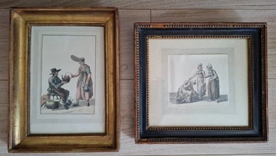 Jan Anthonie Langendijk (1780-1818) paire d’aquarelles signées scènes de genre m - Photo 1/4