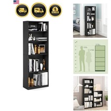Jaya Book Shelf, 5-Tier Bookshelf, Bookcase with Adjustable Shelves, 9.5 x 24...