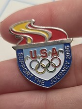USA Olympics Support the Journey VISA 2006 Vintage Lapel Pin Silver Tone