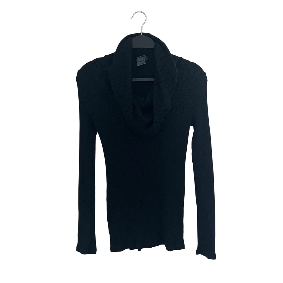 Top Michael Stars Mezcla de Algodón Negro Capucha Cuello Manga Larga Acanalado Tejido EE. UU. OS Foto 2 de 4