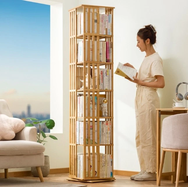 360° drehbares Bücherregal offener Bücherschrank 6 Ebenen Drehregal Standregal - Bild 2 von 4
