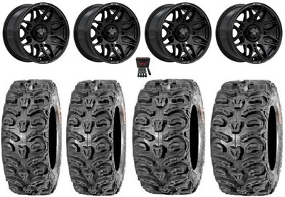 MSA Radar 14'' Wheels Gloss Blk 28'' Bear Claw HTR Tires Polaris Sportsman