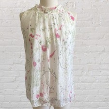 Elena Baldi Floral Silk Sleeveless Women  s Blouse Size Medium