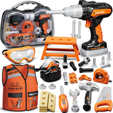 Toddler Tool Set, Kids Tool Set with Toy Drill, Tools for Kids with Tool Box and