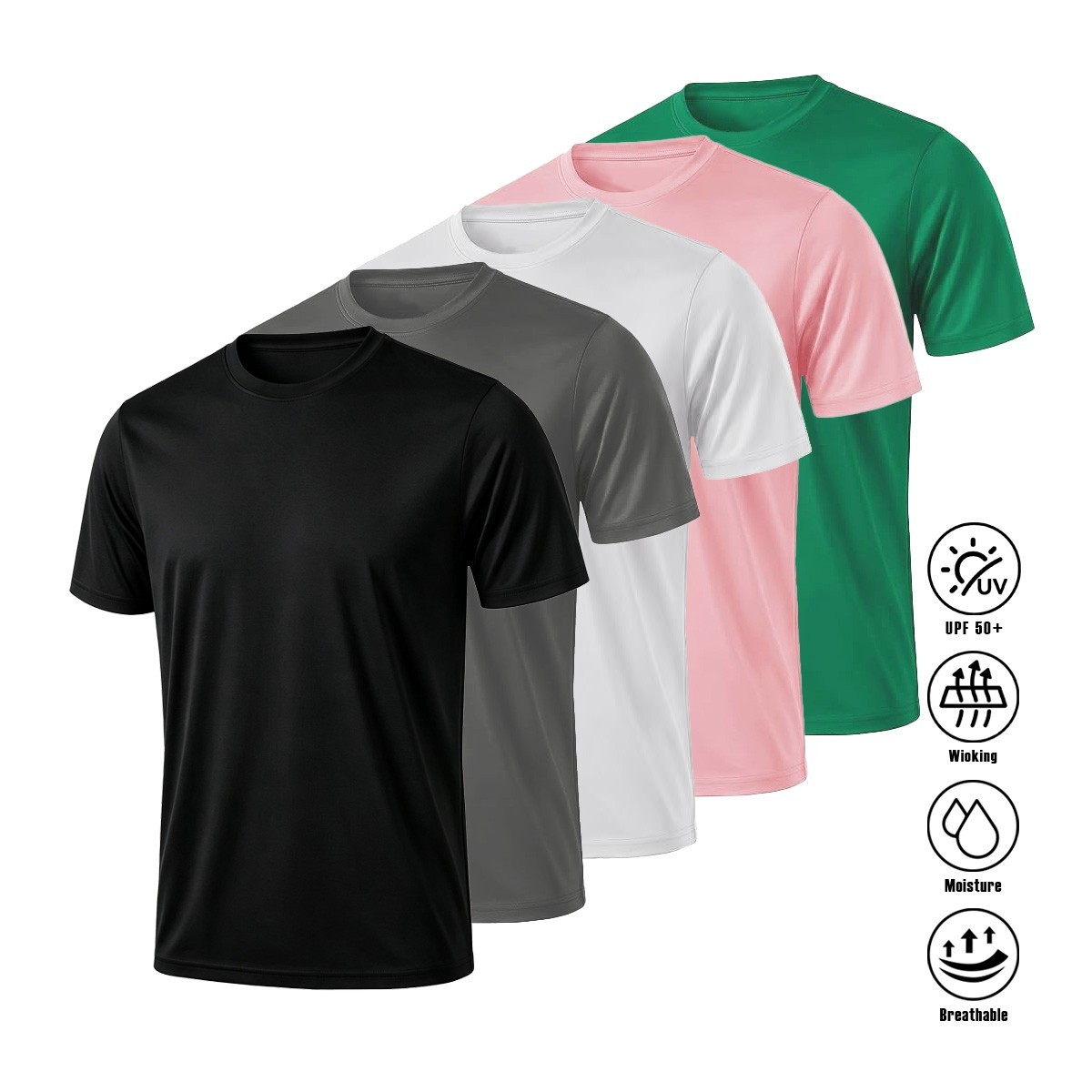 Quick Dry Athletic T-Shirt UPF50&plus; Moisture Wicking Crew Neck Short Sleeve