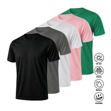 Quick Dry Athletic T-Shirt UPF50 Moisture Wicking Crew Neck Short Sleeve