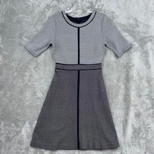 Ann Taylor Dress Womens 4 A Line Colorblock Office Career Classic Zip Back Black
