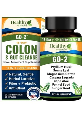 Healthy By Nature GO-2 Colon Gut Cleanse & Detox Constipation Relief 60 Capsules