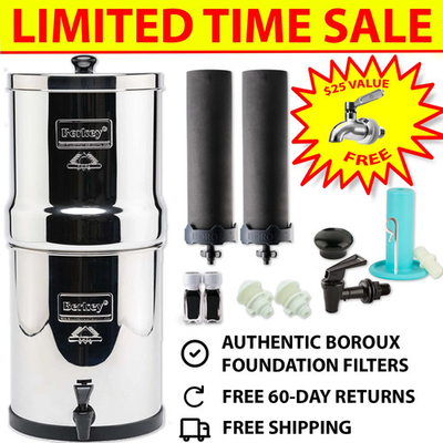 #ad Berkey Travel Berkey Water Filter with 2 Premium Boroux Foundation Black Filters $189.00