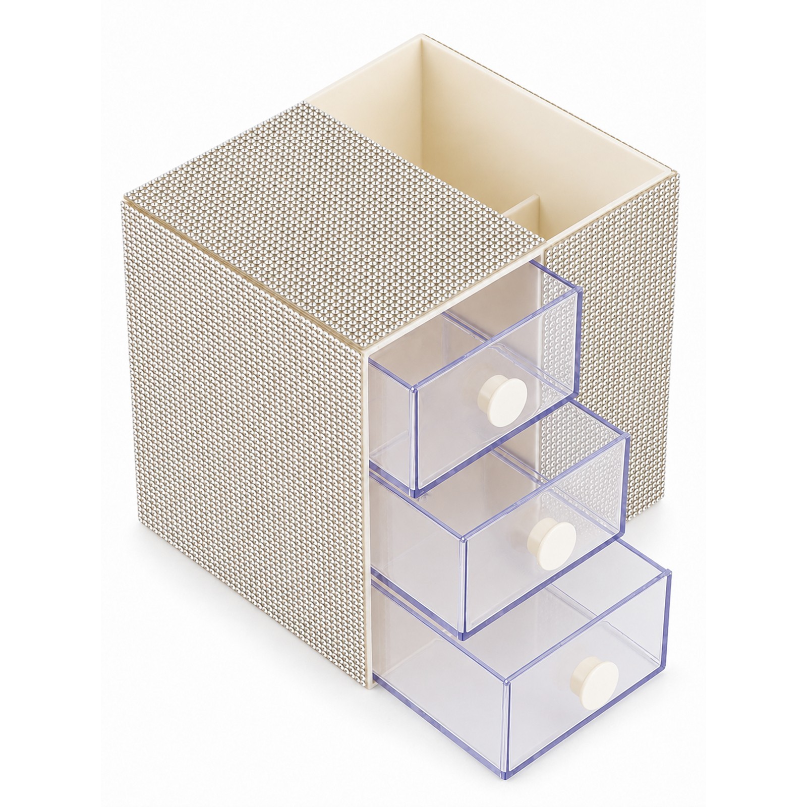 Desktop Organizer with 3Drawers and Side Storage Compartment for Office Supplies