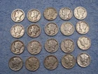 20 SILVER MERCURY DIMES WITH DATES   lot 564