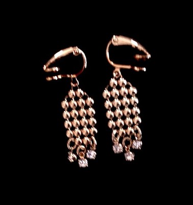 Clip-on Dangle Earrings Avon Goldtone Glamorous Rhinestones Vintage 1980s Drag