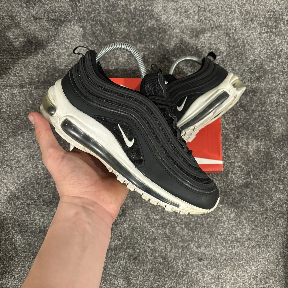 Junior Black And White Nike Air Max 97s Size UK