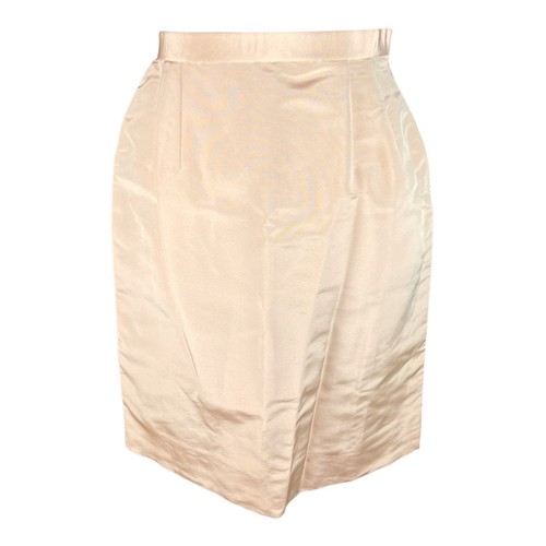Oscar de la Renta, Oscar de la Renta Vintage Pink Shantung Taffeta Pleated Pencil Skirt 8