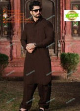 Pure Cotton Dark Brown Plain Traditional Ethnic Festival Mens Kurta For Gift