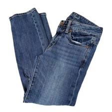 Y2K American Eagle Women  s 00 Boy Fit Jeans Dark Wash Distressed Stretch 1439