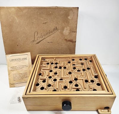 Vintage BRIO Labyrinth Wood Maze Game in Original Box - 1950s - #18376 - SWEDEN