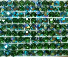 Vintage Swarovski 5100 8mm Tablet Lentil beads Green Turmaline AB 12pcs 