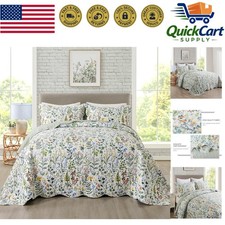 Luxury King Size 3-Piece Quilt Set in Garden Style - Soft Microfiber Comfort