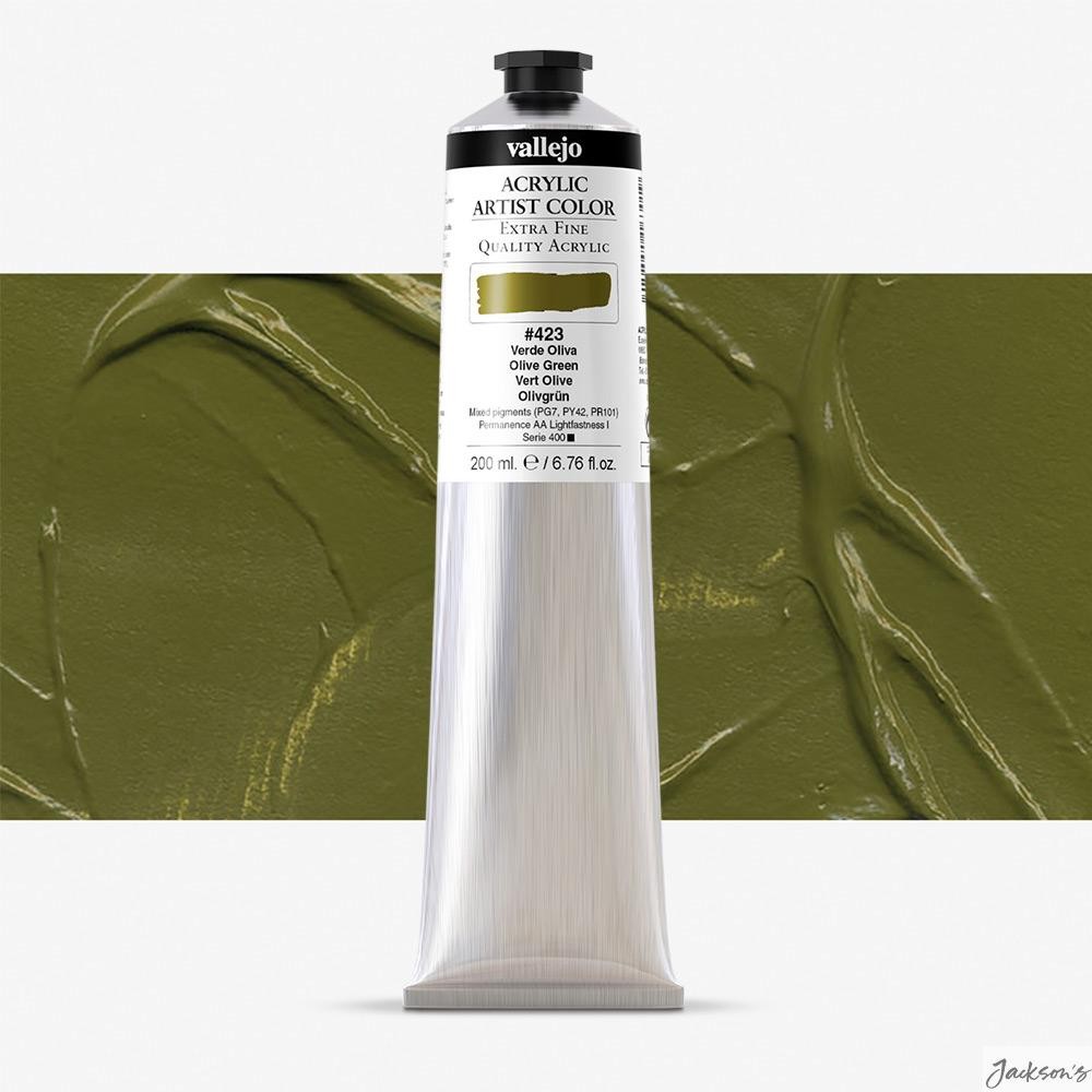Vallejo Artist Acrylic Paint 200ml Olive Green For Fine Art Painting